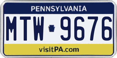 PA license plate MTW9676