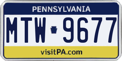 PA license plate MTW9677