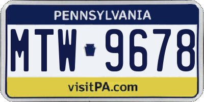 PA license plate MTW9678