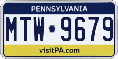 PA license plate MTW9679