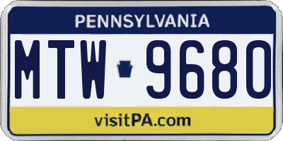 PA license plate MTW9680