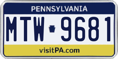 PA license plate MTW9681