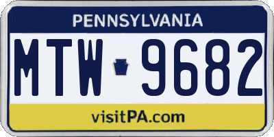 PA license plate MTW9682