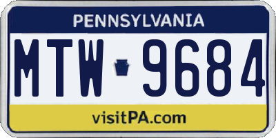 PA license plate MTW9684