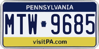 PA license plate MTW9685