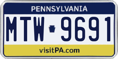 PA license plate MTW9691