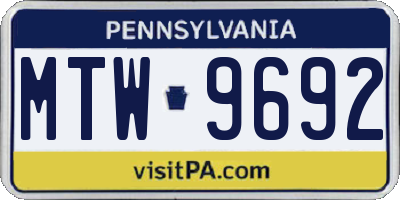 PA license plate MTW9692