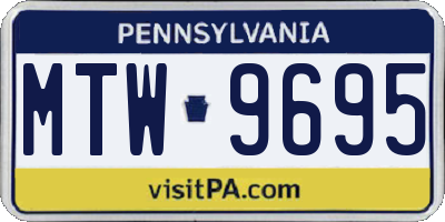 PA license plate MTW9695