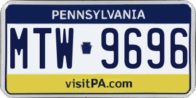 PA license plate MTW9696