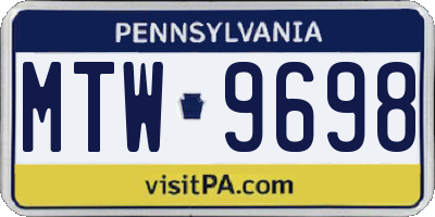 PA license plate MTW9698