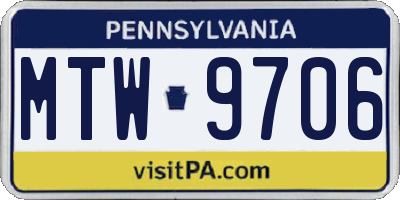 PA license plate MTW9706