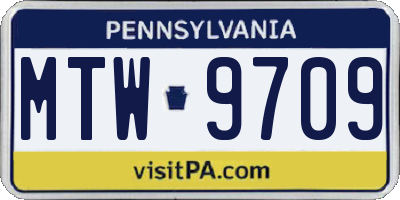 PA license plate MTW9709