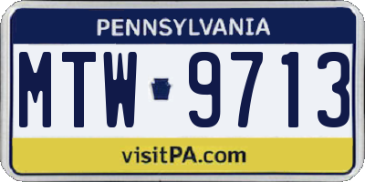 PA license plate MTW9713