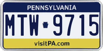 PA license plate MTW9715