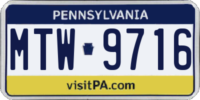 PA license plate MTW9716