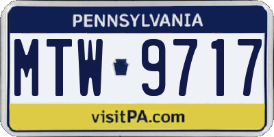 PA license plate MTW9717
