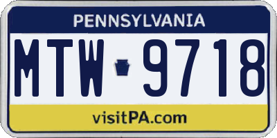 PA license plate MTW9718