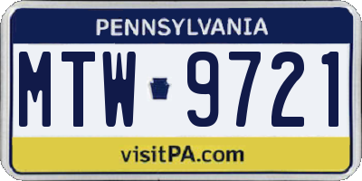 PA license plate MTW9721