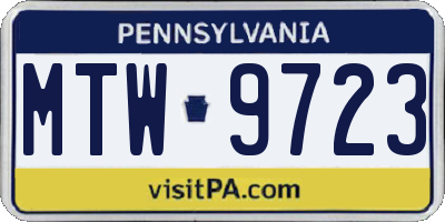 PA license plate MTW9723
