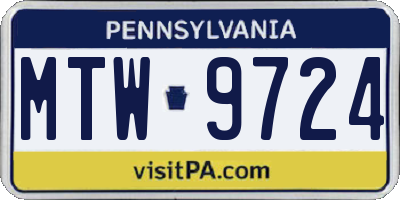 PA license plate MTW9724