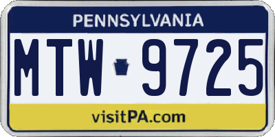 PA license plate MTW9725