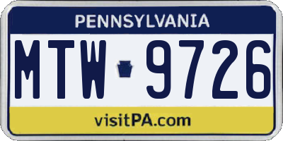 PA license plate MTW9726