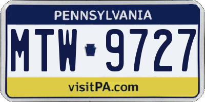 PA license plate MTW9727
