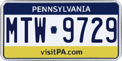 PA license plate MTW9729