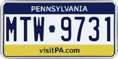 PA license plate MTW9731