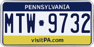 PA license plate MTW9732