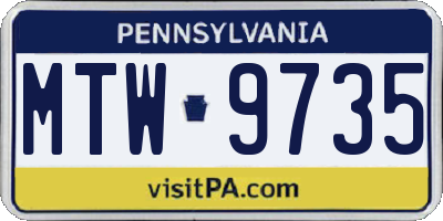 PA license plate MTW9735