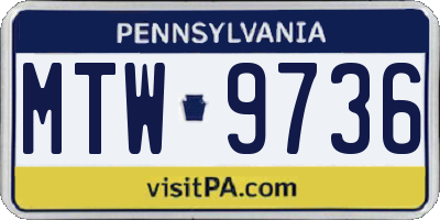 PA license plate MTW9736