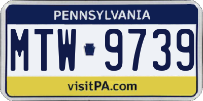 PA license plate MTW9739