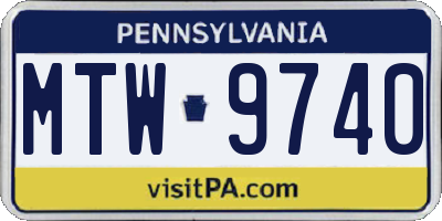 PA license plate MTW9740