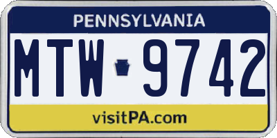 PA license plate MTW9742