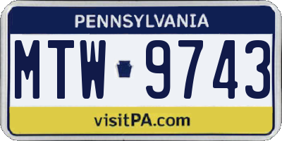 PA license plate MTW9743