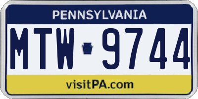 PA license plate MTW9744