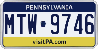 PA license plate MTW9746