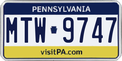 PA license plate MTW9747