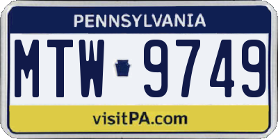 PA license plate MTW9749