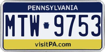 PA license plate MTW9753