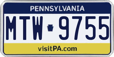 PA license plate MTW9755