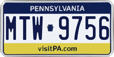 PA license plate MTW9756