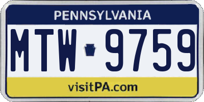 PA license plate MTW9759