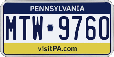 PA license plate MTW9760
