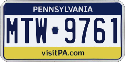 PA license plate MTW9761