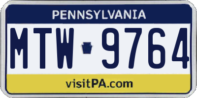 PA license plate MTW9764