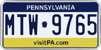 PA license plate MTW9765