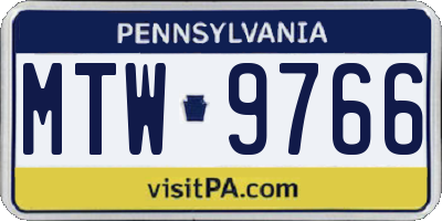 PA license plate MTW9766