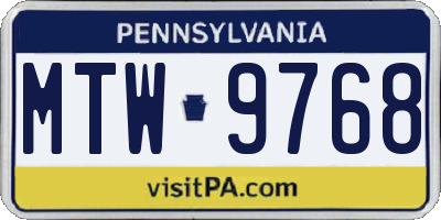 PA license plate MTW9768